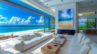 Soothing Jazz In A Luxury Coastal Living Room - Jazz Instruments And Ocean Waves To Lift Spirits