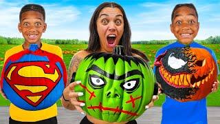 3 MARKER HALLOWEEN PAINTING PUMPKINS CHALLENGE | The Prince Family Clubhouse