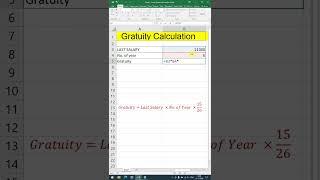 Gratuity Calculation 2024 | how to calculate gratuity | excel shorts@Lexicon India Computer Training Institute