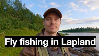 Fly fishing in Lapland. Easy to access fishing, chill evening.