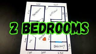 HOW TO DRAW PLAN HOUSES 2 BEDROOMS STEP BY STEP