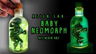 Alien Body Neomorph Baby Closed in a Bottle DIY Epoxy Resin Art Diorama - Resin lamp  Resin Diorama