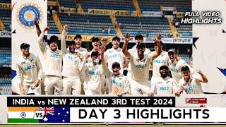 India vs New Zealand 3rd Test Day 3 Full Highlights 2024 | IND vs NZ 3rd Test Day 3 2024 Highlights