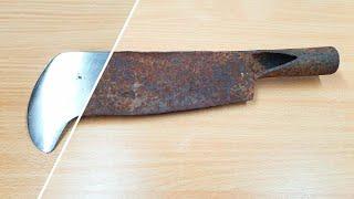 Antique Super Rusty Billhook Knife Restoration