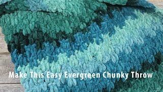 Evergreen Ombre Chunky Throw Crochet Blanket Pattern Tutorial: Bernat Blanket Yarn