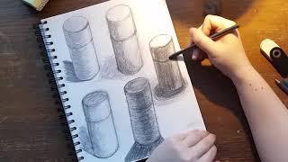 Drawing a cylindrical boxes with Lucy //day 18// 366 days challenge