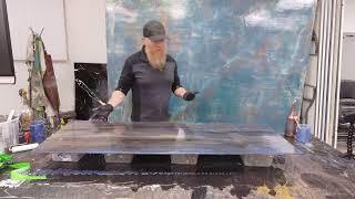 How To Liquid Metallic Silver Blue Wood Grain A Back Splash!