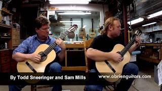 Sam Mills and Todd Sneeringer playing guitars they built at O'Brien Guitars