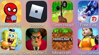 Superhero Play 456,Roblox,Siren Head Haunted,Free Fire,Squid Survival,Minecraft,SpongeBob Krusty....