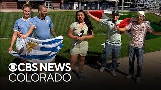 Tailgaters set up ahead of Mexico vs. Uruguay national soccer game