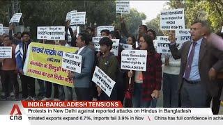 Protests in New Delhi against reported attacks on Hindus in Bangladesh