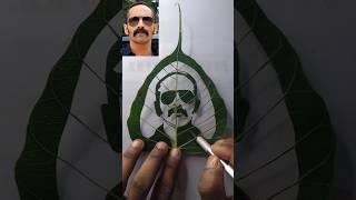 Fahadh Faasil  drawing on leaf #aavesham #shorts #aryaart755 #leafart