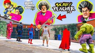 Franklin and Avengers Taking Revenge With Scary Teacher 3D in GTA V | GTAV Avengers | A.K GAME WORLD