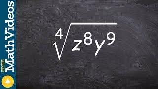 How to take fourth root of a variable expression using product rule, fourth root(z^8 y^9)