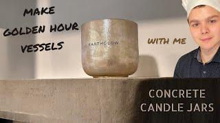 Make Golden Hour vessels with me | *Concrete candle vessels with golden metallic effect*