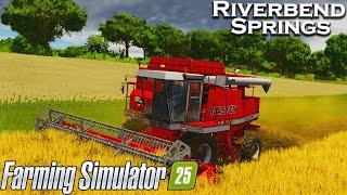 I have to race Hail and Tornadoes to get my Crops Harvested! Fs25 Riverbend Springs