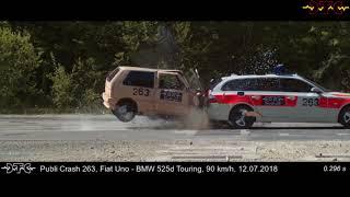 Police car crash - Fiat Uno 90 km/h vs Polizei BMW 525d Touring Rear-end collision