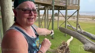 07-09-2024 Sargent Beach, TX  - Woman Rides Out Beryl Inside of Her Beachfront Home