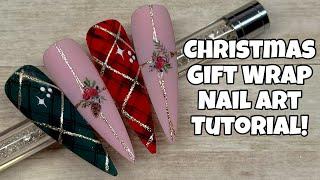 Christmas Gift Wrap Nail Art Tutorial