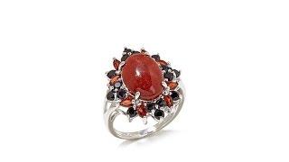 Jade of Yesteryear Red Jade, Garnet and Spinel Ring