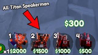 Using All Type Of UPGRADE TITAN SPEAKERMAN In Endless Mode!! (Roblox) | Toilet Tower Defense