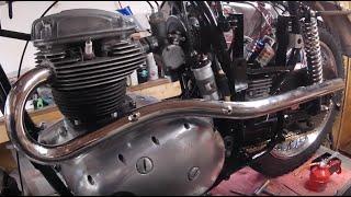 BSA A50 Part 30 Fitting Exhaust & First Start!