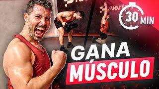  RUTINA para GANAR MÚSCULO en TODO el CUERPO -  EJERCICIOS FULL BODY en CASA 30 MIN 