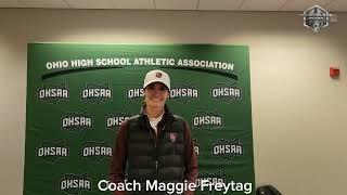 Columbus Academy Vikings coach Maggie Freytag after winning the DII State Golf Championship