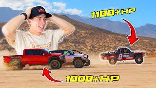 Drag Racing a 1000+ HP Ford Raptor With My TROPHY TRUCK