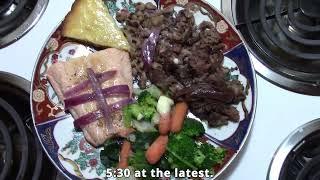 Grilled Salmon with Ground Sirloin and Veggies: A Wholesome Day's Meal