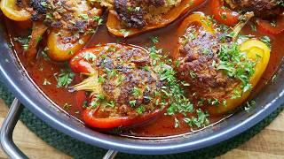 Stuffed Peppers with Minced Meat & Sauce | Recipe | Low Carb | Quick | Easy | Delicious