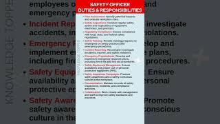 Safety Officer Duties and Responsibilities | Safety Officer Roles and Responsibilities