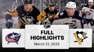 NHL Highlights | Blue Jackets vs. Penguins | March 21, 2025