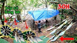 30h sinh tồn chế bẫy tìm thức ăn từ rừng núi | 30 hours of survival by creating traps to find food