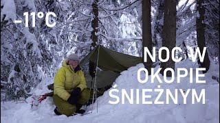 Noc w okopie śnieżnym || Zimowy biwak z ogniskiem w Beskidach