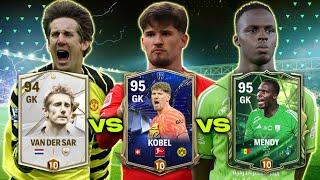 VAN DER SAR Vs KOBEL Vs MENDY | BEST BUDGET H2H GK IN GAME NOW? (MAXED RANK) - EA FC MOBILE 24