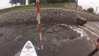 SUP white water training at Budweis artificial slalom course, Czech Rep.