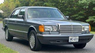 1989 Mercedes-Benz 420SEL Pearl Grey over Blue leather 44k miles well documented 7/8/24