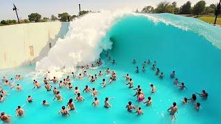 wave pool BREAKS and causes huge wave..