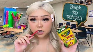 ASMR dumb b̶t̶c̶h̶ girl eats your school supplies ️ (realistic)