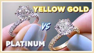 Yellow Gold vs Platinum | What Color Ring Setting Is Right For You? | 2ct vs 2.1ct Round Diamond