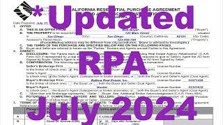 *REVISED* July 2024 California Residential Purchase Agreement and Seller Payment of Buyer's Broker