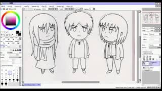 Ivy Speed Paints - Eren, Mikasa, Armin Outline [Paint Tool Sai]