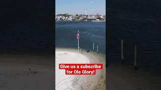 DronEye view aerial image of the American Flag on an island North Carolina #america #drone #aerial