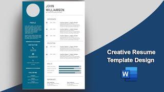 Creative Resume Template Design in MS Word Office