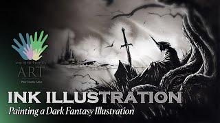 How to paint dark fantasy ink illustration