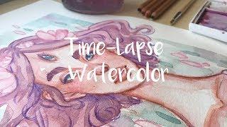 DTIYS Challenge: Lilac Girl • Watercolor Pencils & Paint • Time-lapse by M3lart