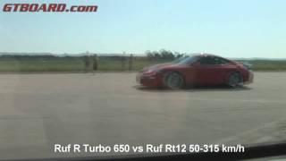 HD: Ruf Rt12 vs Ruf R Turbo 650 (Porsche based) GTBOARD.com