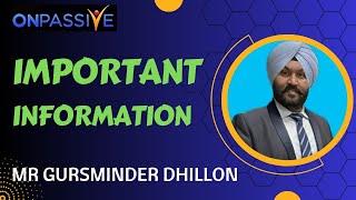 #ONPASSIVE / IMPORTANT INFORMATION / UPI PAYMENT / BILLING ADDRESS / BY GURSMINDER DHILLON