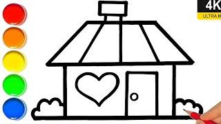 coloring house drawing for kids & toddlers / house drawing easy step by step